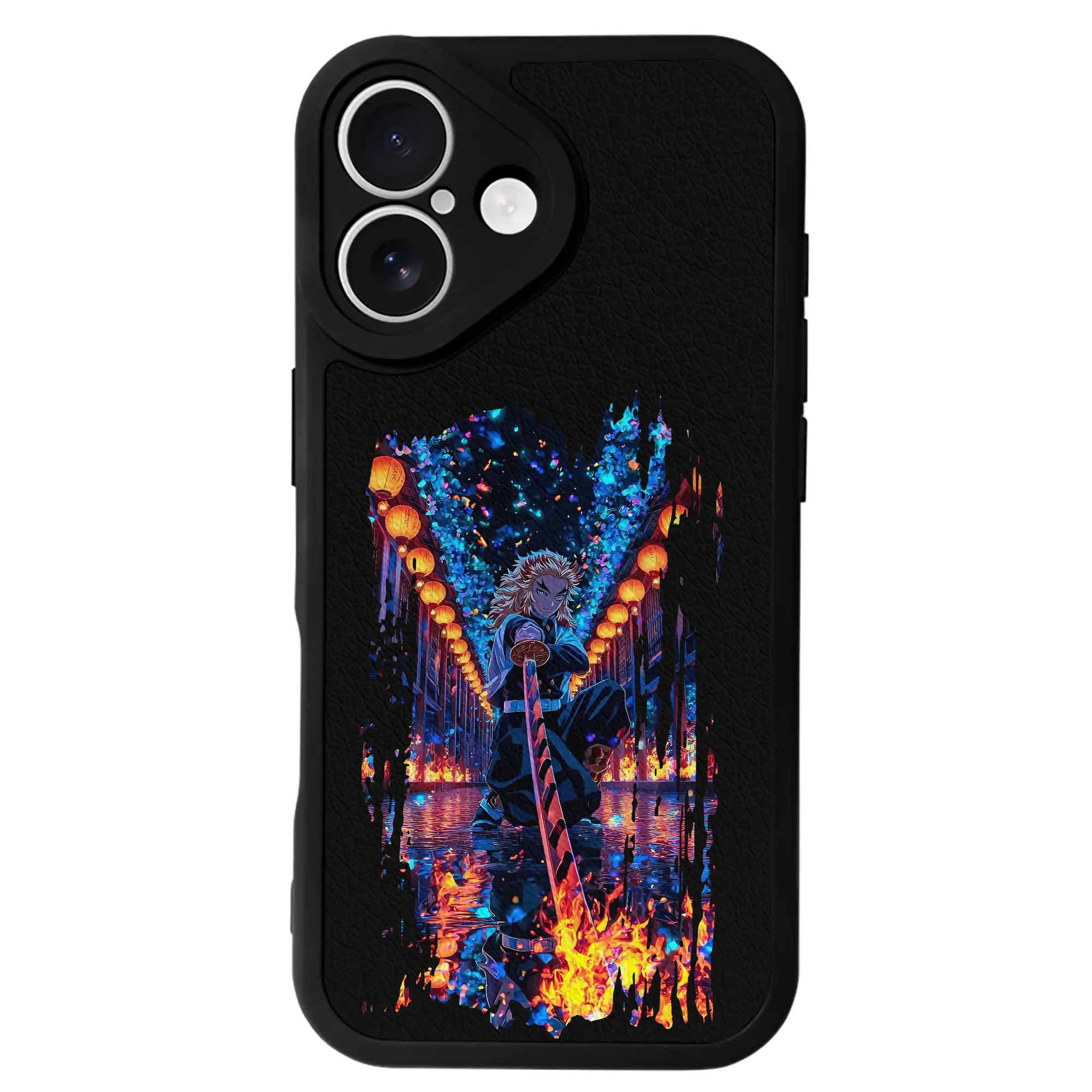 鬼滅の刃 グッズ,煉獄 杏寿郎 - IPhone 16シリーズ対応 ・ シリコンスマホケース ・ レザー調 ・ 高精度フィット ・ 耐衝撃 ・ ワイヤレス充電対応 ・ 精密カット